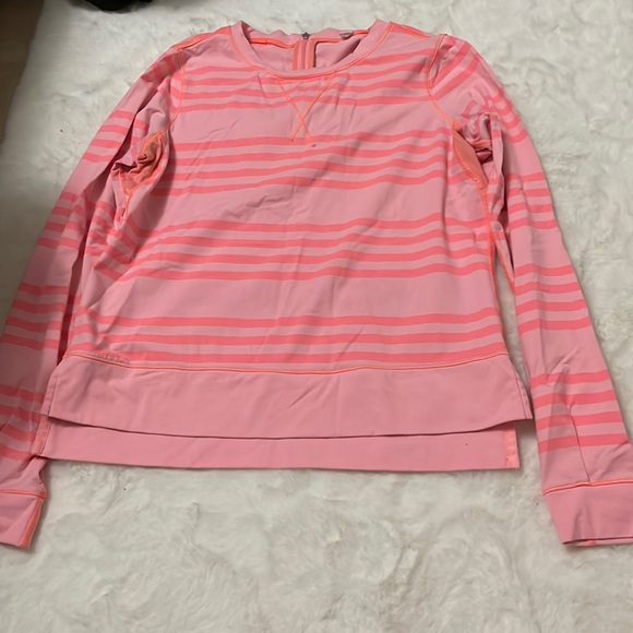 Long sleeve pink stripe Lululemon top - Picture 1 of 5